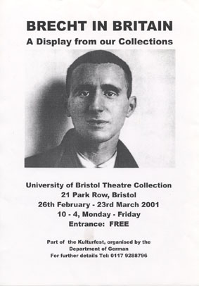 Brecht in Britain Exhibition Poster